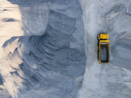 Overhead view of construction vehicle in a quarry (1)