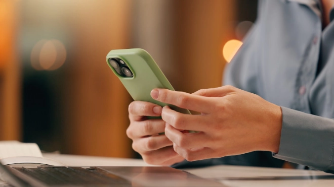 business person searching on smart mobile phone