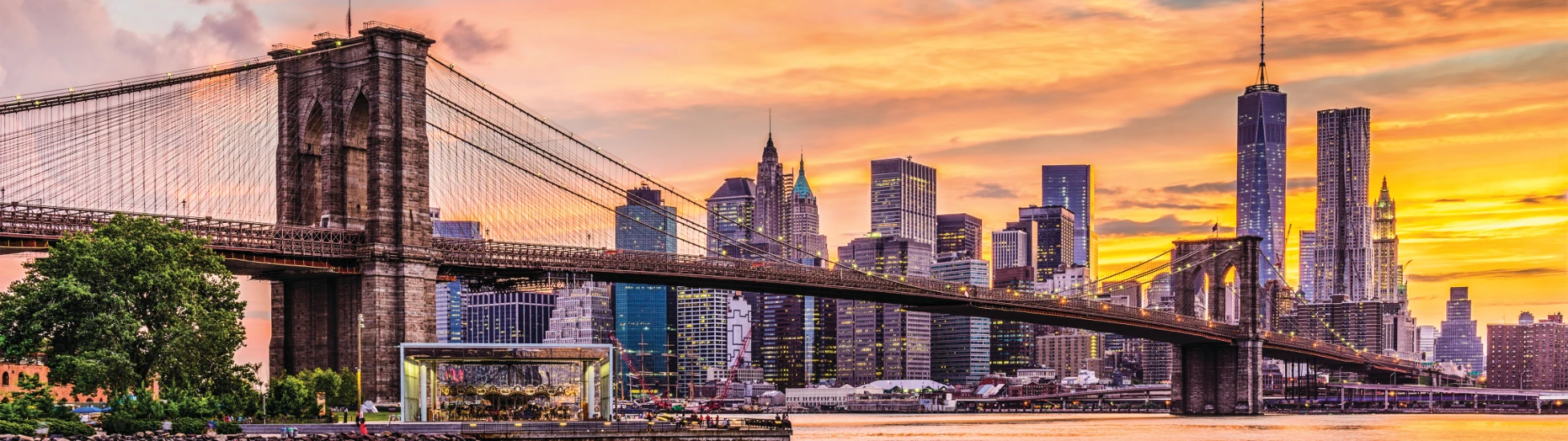 Brooklyn bridge NYC sunset